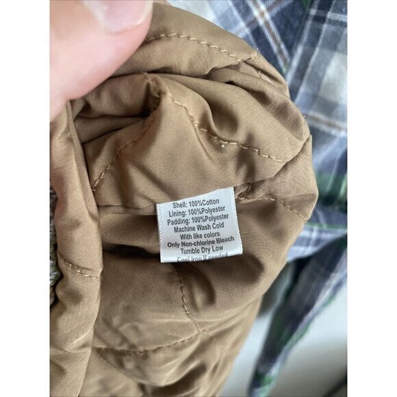 Saddlebred Flannel‎ Shirt Jacket Quilted Lined Green Plaid Mens Medium - Picture 8 of 9